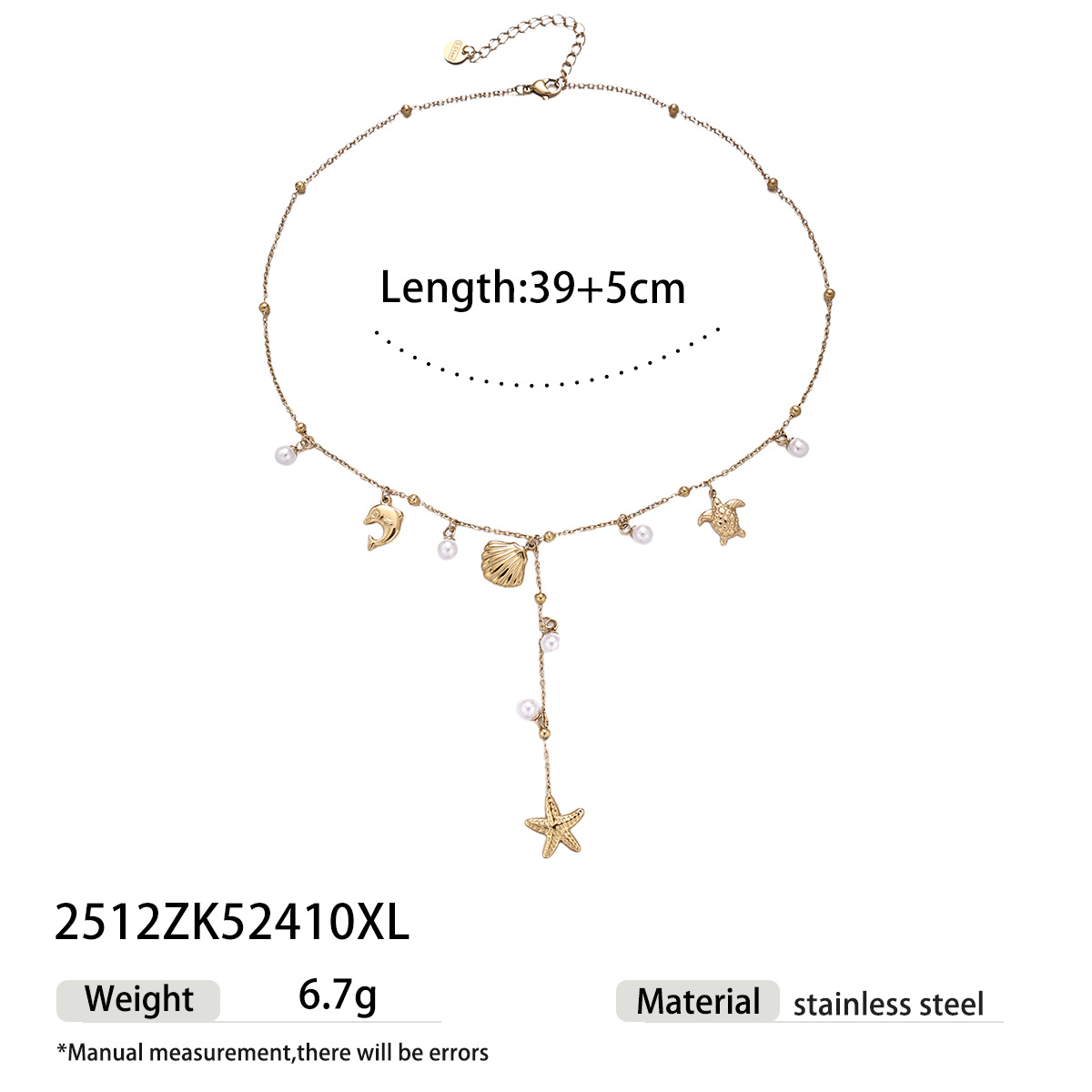 Alta Europa y América de moda acero inoxidable chapado en oro 18 quilates serie de mar conchas colgante estrella de mar de alta calidad mujer image 6