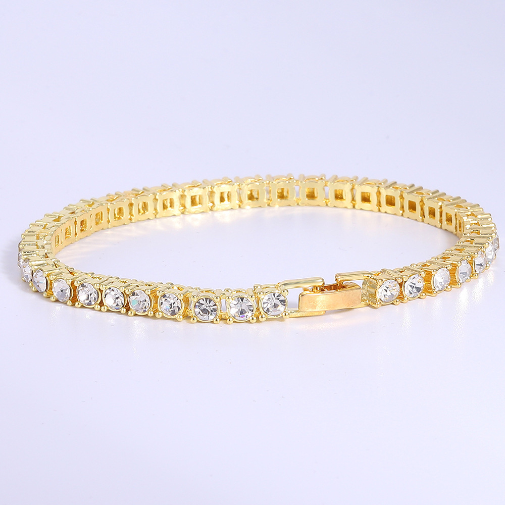 Collana con ciondolo a fila singola esclusiva transfrontaliera con strass, elemento geometrico hip-hop tennis da uomo da 5 mm_voghion.com