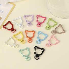 可爱小熊弹簧扣烤漆彩色锌合金钥匙扣开口连接环diy饰品配件现货