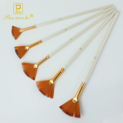 Cross-border wholesale new 5-piece fan-shaped watercolor oil painting brush set wood handle pearlescent white art DIY paint brush