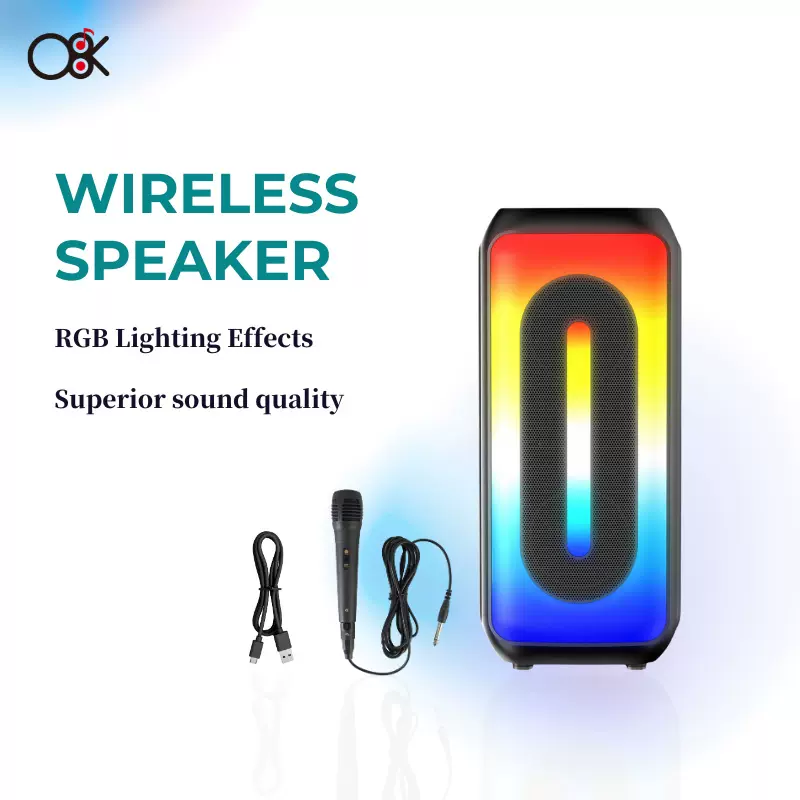 O8K BT-2421 跨境户外便携音箱双4寸手提无线蓝牙音箱火焰灯音响