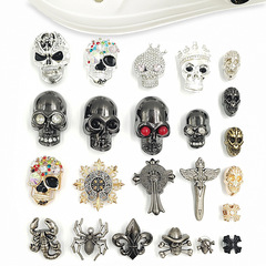 鬼頭洞洞鞋配飾朋克工字扣款洞洞鞋裝飾合金水鑽暗黑骷髏飾扣