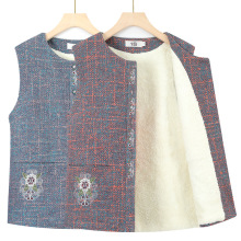 老年人马甲女奶奶秋冬装背心外套加绒加厚妈妈坎肩春秋老太太外穿