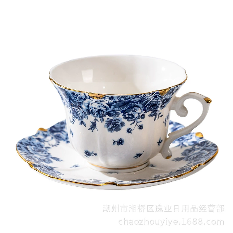 Retro ceramic coffee afternoon tea, blue and white tea cup