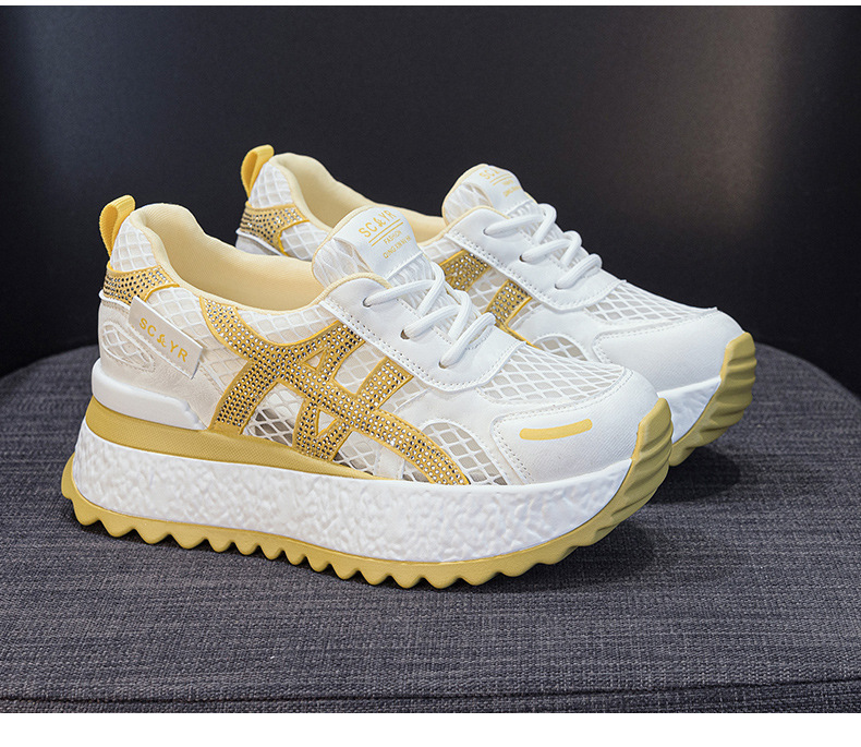 Giày sneaker nữ đế dày lưới thoáng khí phong cách thể thao — Xám 5073, Mơ 5073, Vàng 5073 chi tiết 22