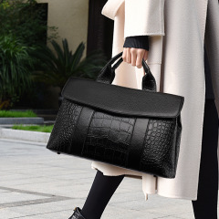 公文包歐美復古單肩斜挎包包氣質大容量2023新款女包鱷魚紋手提包