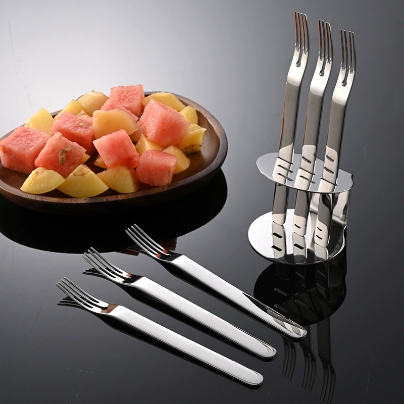 Нержавеющая сталь 316 с полкой, оптовая продажа, вилка для торта, простая трехзубая вилка, вилка для фруктов, бытовая вилка для десерта, вилка для лунного пирога