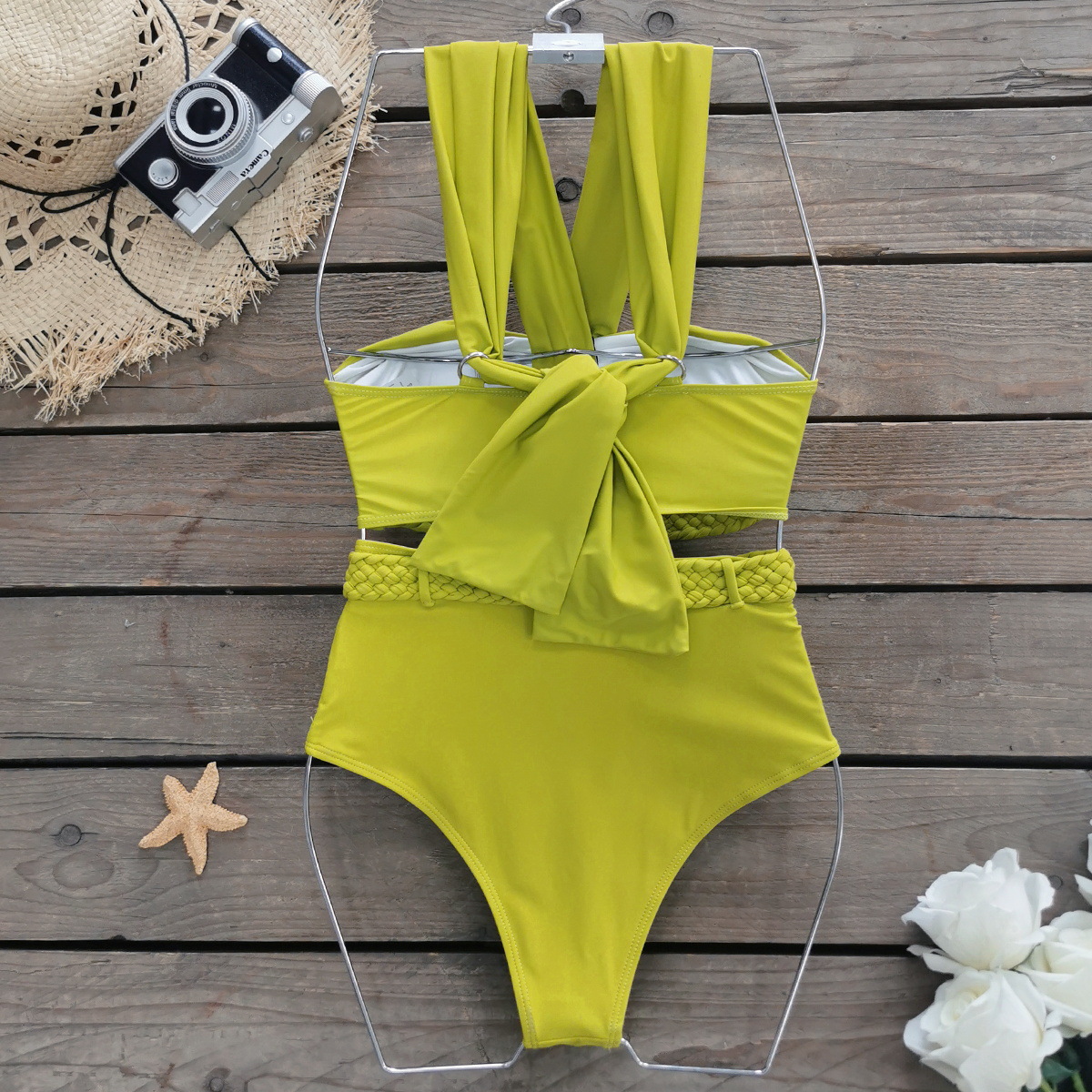 Women's Solid Color 2 Pieces Set Bikinis Swimwear display picture 4