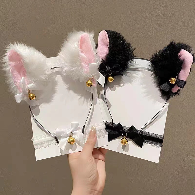 Hair Band Collar Cat Ear Bell Headband Sexy Hair Accessories Hair Cards Women's Cute White Wildcat Rabbit Head Jewelry