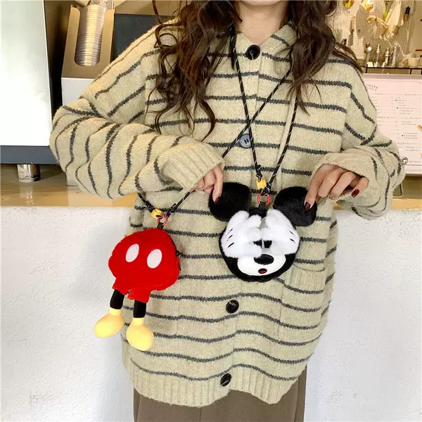 Mickey Mouse Crossbody Bag Cartoon Cute Plush Shoulder Bag Girls Girly Heart Trendy Children's Coin Bag