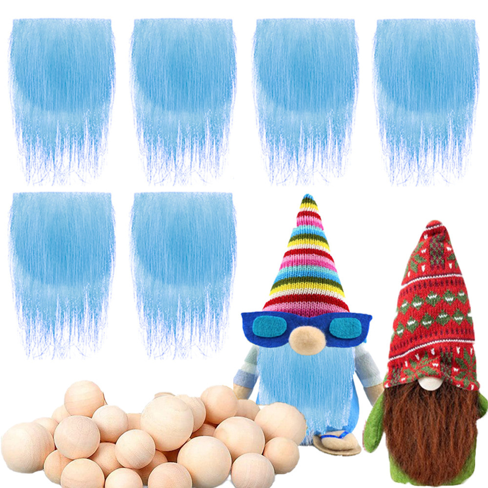 Sky blue (color no. 6) (6 pieces of sky blue beard + 6 round wooden balls)
