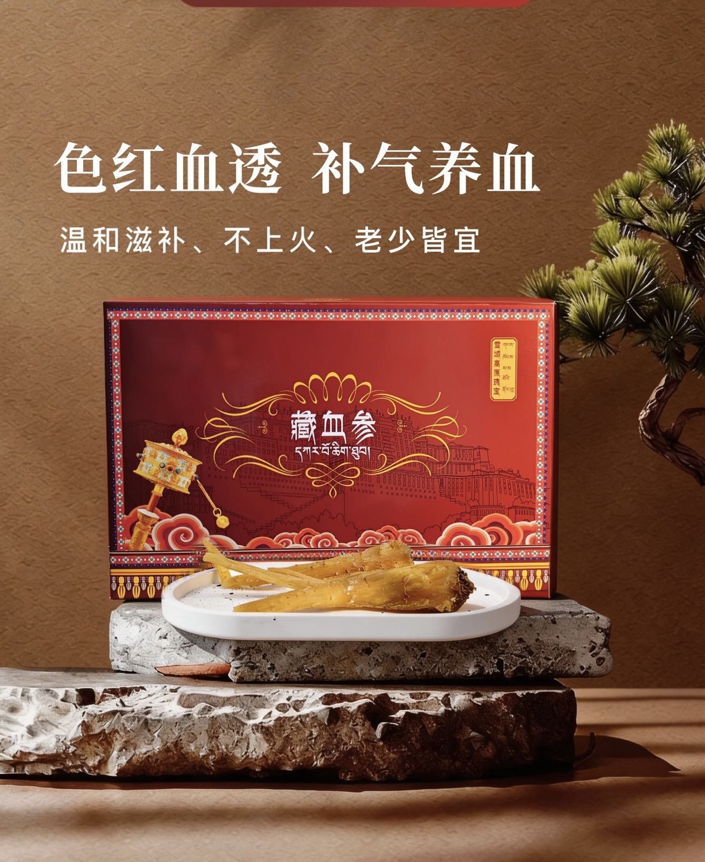 Whole Tibetan Blood Ginseng Root for Soup Nourishing Herbal Food 50g Gift Box overview