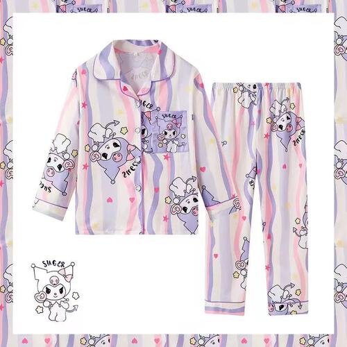 Sleepwear set for Southeast Asian girls, long-sleeved Korean style, suitable for spring and autumn, children's princess, open top, home wear, wholesale