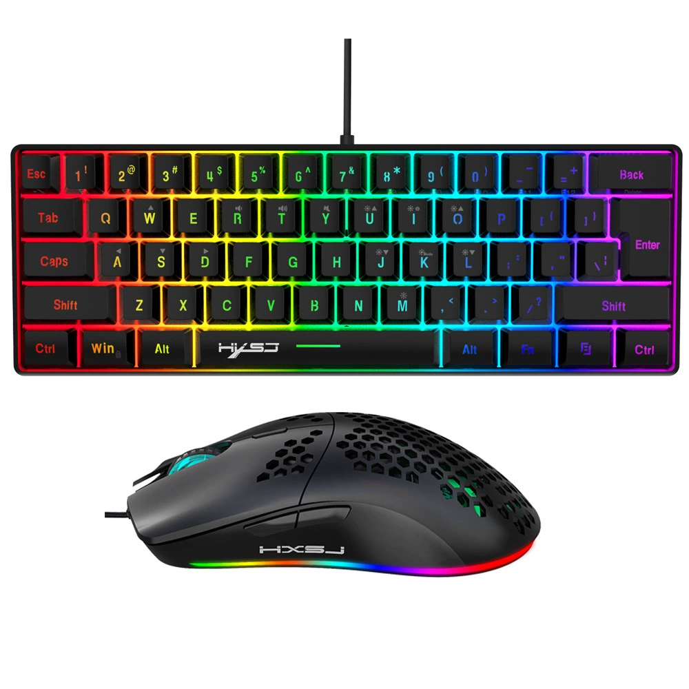 61KEYS60%Огнируемая клавиатура набор RGB Cave Game мышь офисная игра клавиша столица пятно
