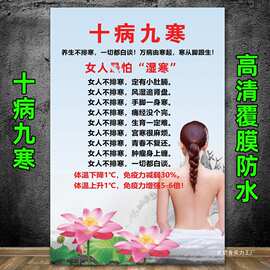 十病九寒挂图海报装饰挂画养生馆美容院熏蒸的好处功效图广告图片