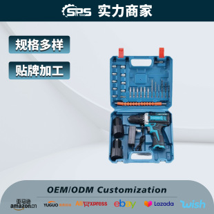 跨境外貿12V充電式手電鑽大功率兩用鋰電鑽起子機電動螺絲刀套裝