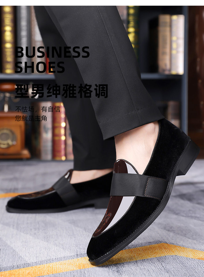 Giày da nam công sở mũi nhọn cổ thấp kiểu xỏ chân, buộc dây thanh lịch — Màu nâu, màu đen chi tiết 5