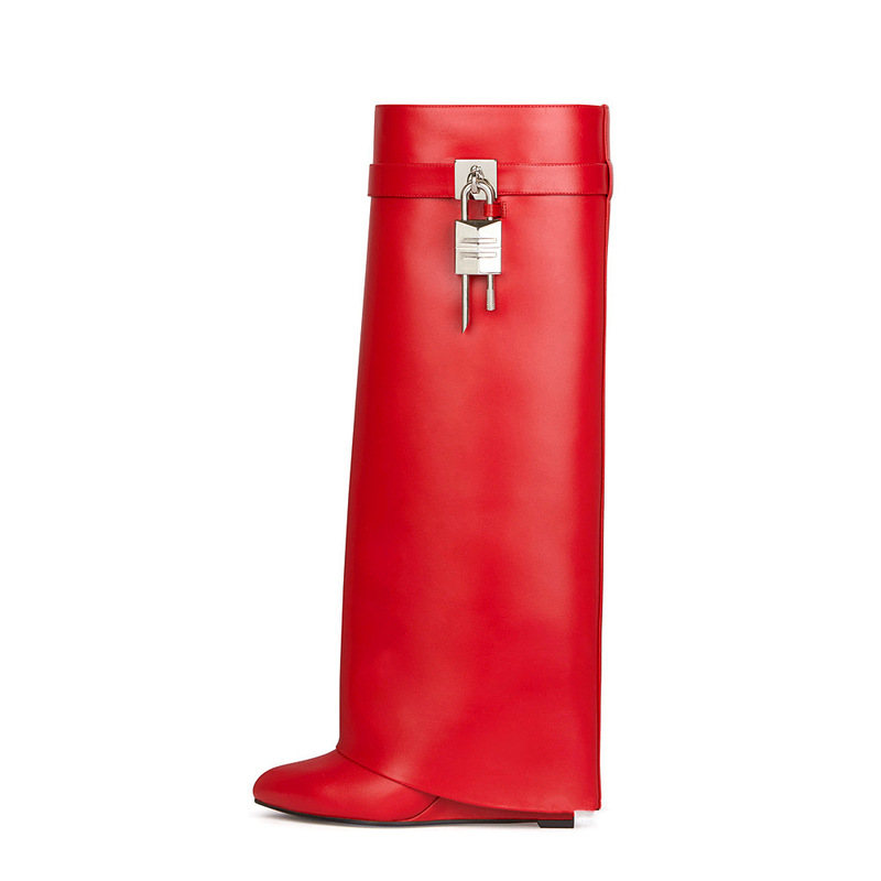 2023 New European and American Autumn and Winter New Style Buckle Wedge Women's Boots High Heel Pointed Toe Slip-On Women's Boots
