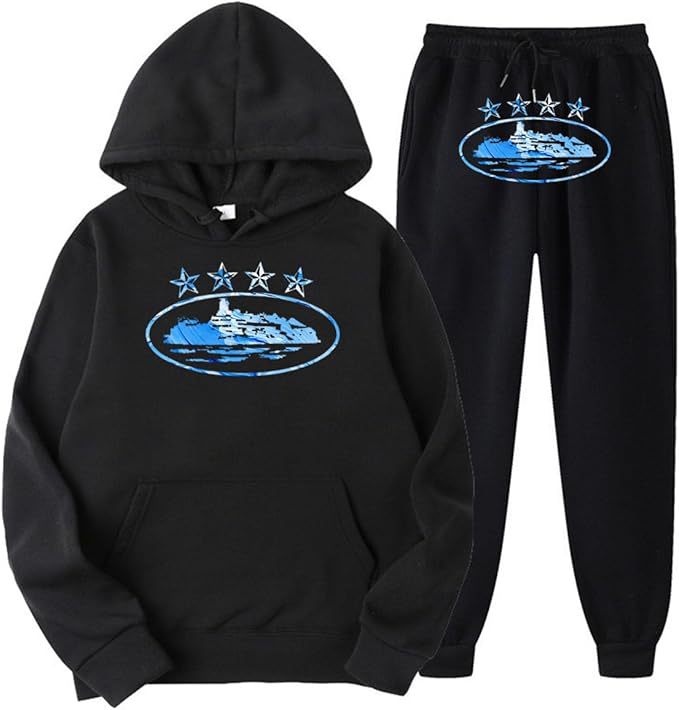 Europa y América Clint419 diablo prisión patrón de impresión de los hombres y las mujeres mismo suéter más traje de terciopelo al por mayor suelta nueva