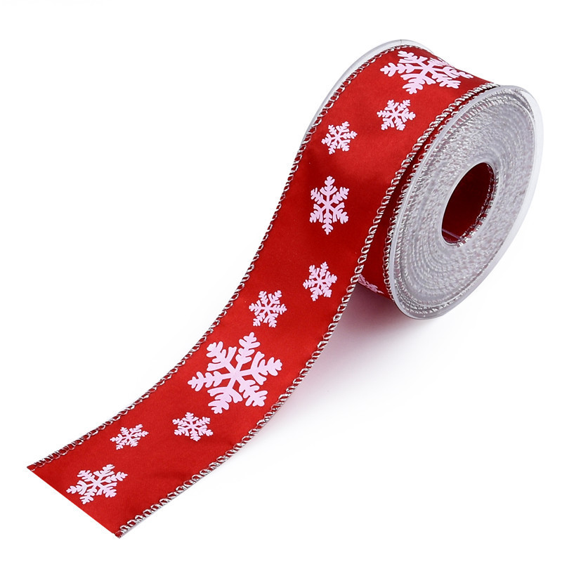 Transfronterizo Amazon hilo teñido jacquard 4cm cinta Navidad Santa Claus copo de nieve cinta de alambre de hierro borde 10 m rollo pequeño