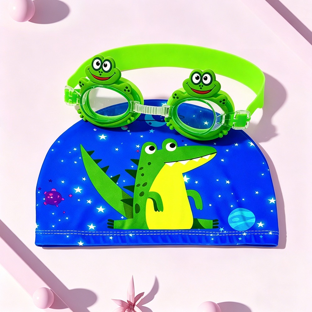 2026 nuevo conjunto de gafas de baño para niños gorras de natación encantadoras impresión gorras de natación para niñas gafas de natación para niños