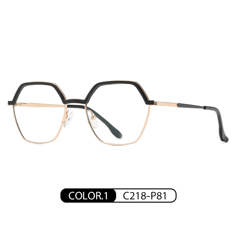TB3202 personalidad de dos colores anti-azul gafas de luz En stock nuevas gafas de miopía Marco de moda de las mujeres polígono gafas lisas