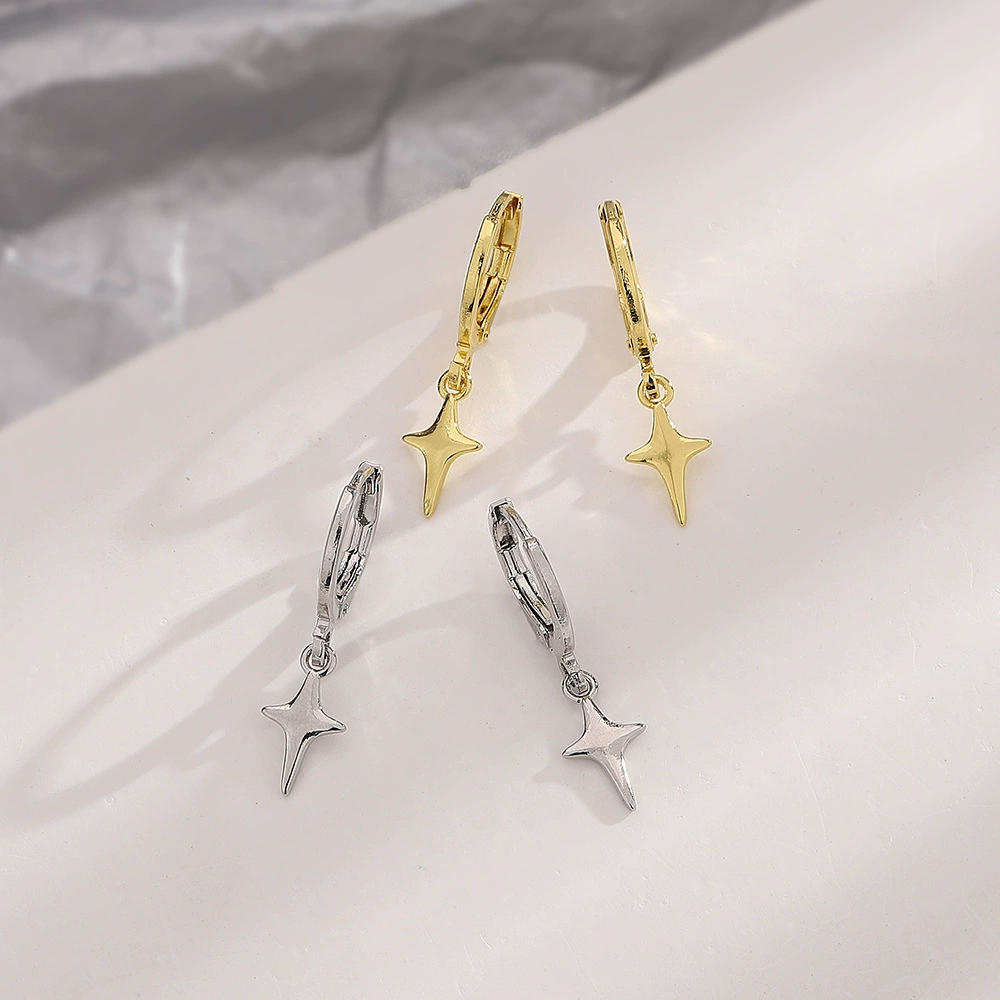 Звёздочкообразные серьги в виде звезды Cross Star Ear Capital Gangfeng Street Sweet Cool Wind - стиль хип-хоп, холодный ветер, четыре мансинксии ушные кольца