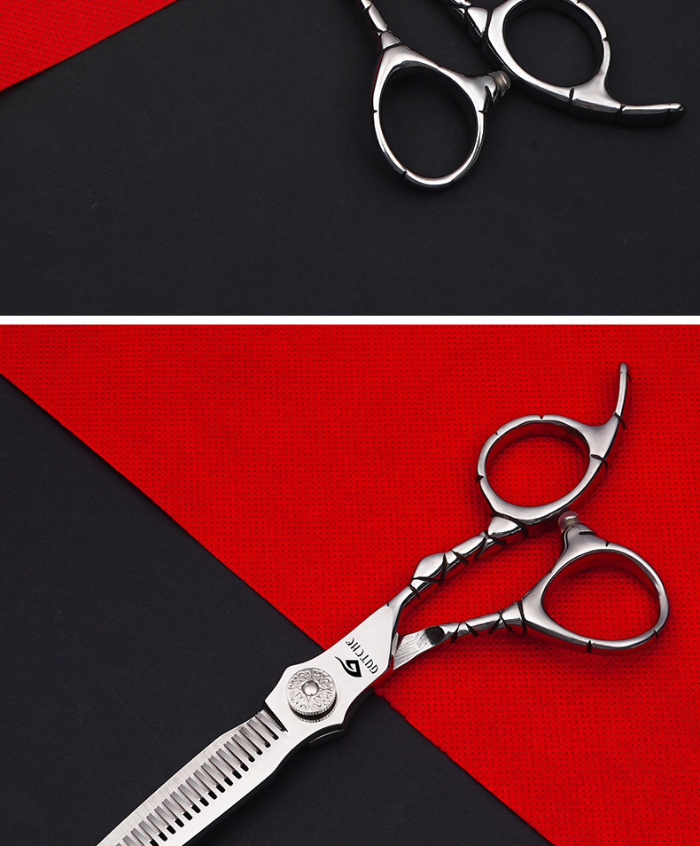 Professional High-end Stainless Steel 6inch Flat Teeth Straight Shears Thinning Scissors Haircut Tools For Barbershops_voghion.com