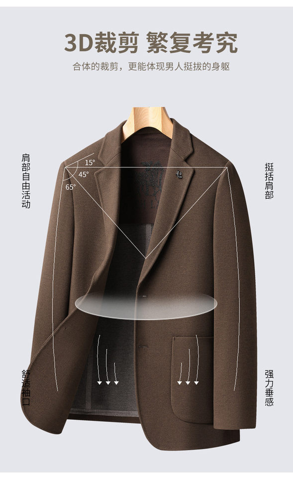 Áo vest nam dệt kim hai cúc chất liệu len pha, không nhăn, có lót trong — Màu nâu cà phê, Màu xanh dương, màu xám, màu đen chi tiết 2