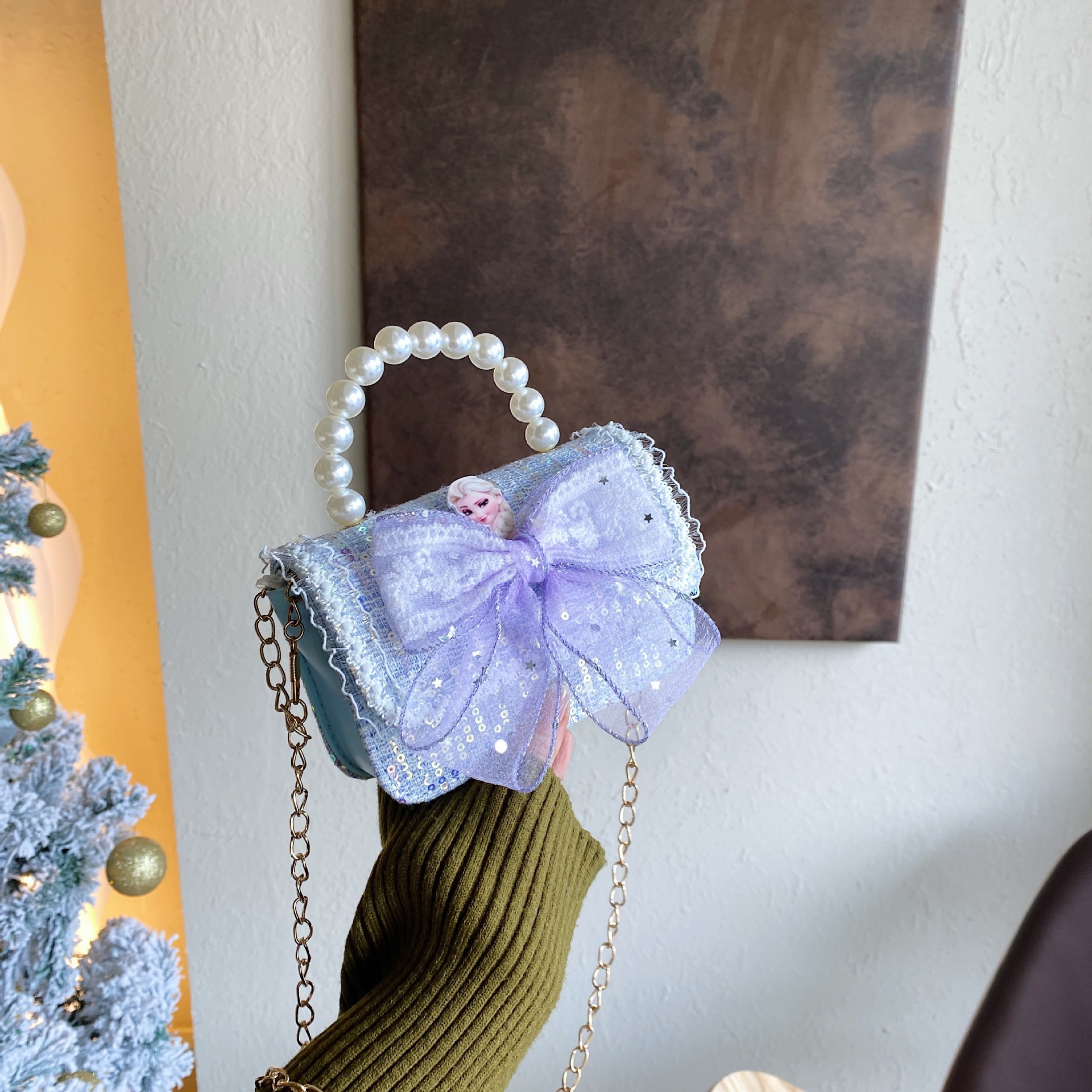 2025 nuevo pequeño viento de fragancia bolsos infantiles mil pájaros pequeños conejos de flores princesa mochila perlas bolsos de moda