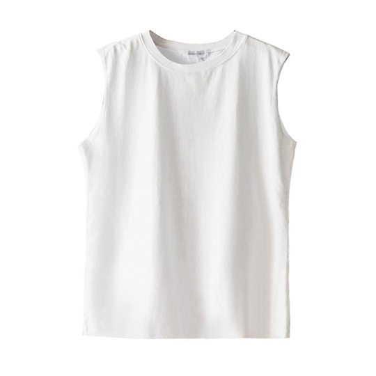 2024 Summer New White Vest Women's Loose Round Neck Sleeveless T-shirt Student Top Outer Wear Inner Base Shirt