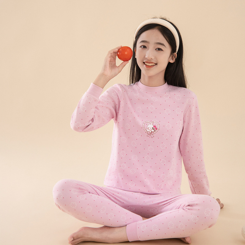 女大童秋衣秋裤纯棉青少女保暖内衣中学生打底棉毛衫女孩睡衣套装