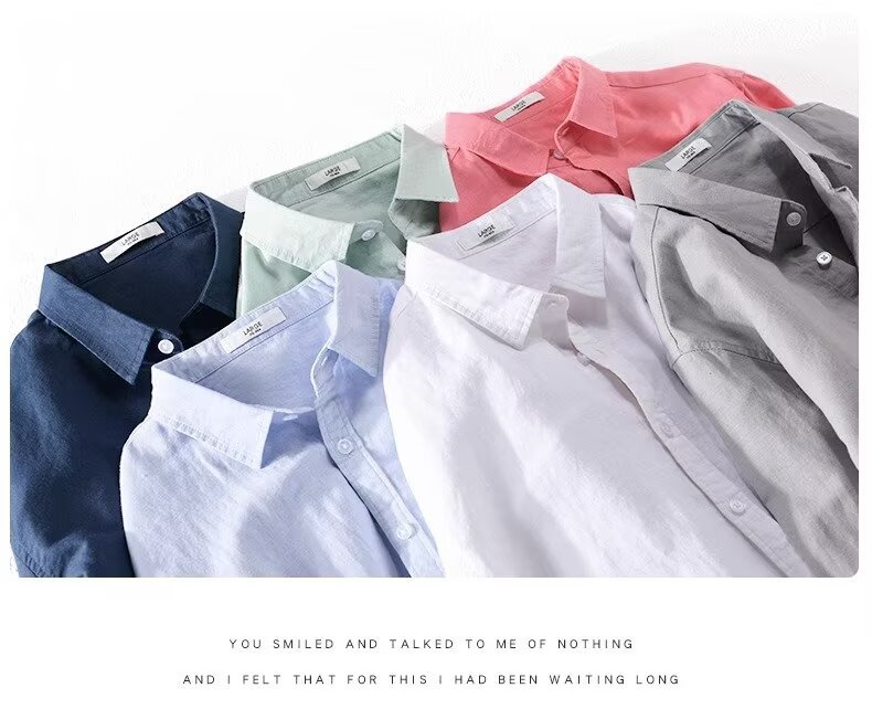 2026 Pure Linen Men's Casual Linen Short Sleeved Shirt In White, Available In Multiple Colors_viptrois.com