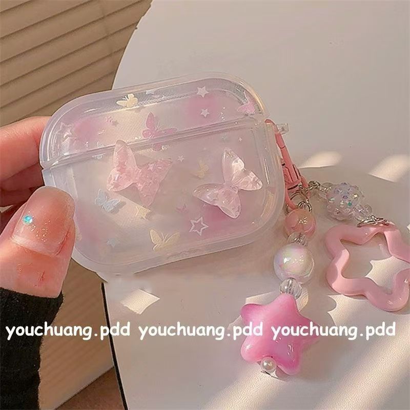Funda Protectora con Mariposa 3D para AirPods Pro 2 y 3 TPU Blanda