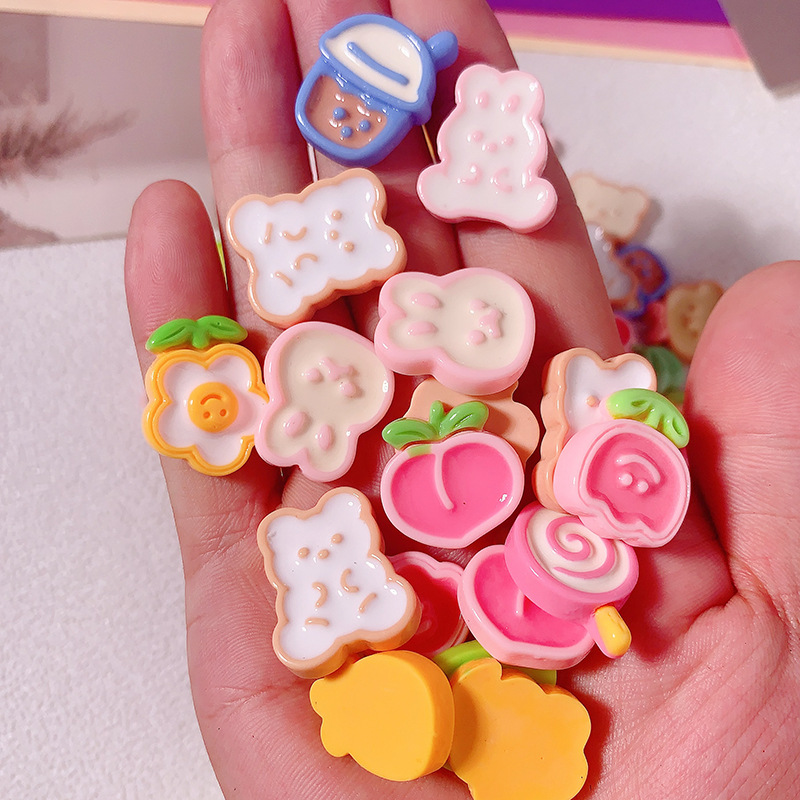 Nuevas flores de fruta conejo diy accesorios de resina crema pegamento para el cabello caja de teléfono móvil colgante de cabello material hecho a mano