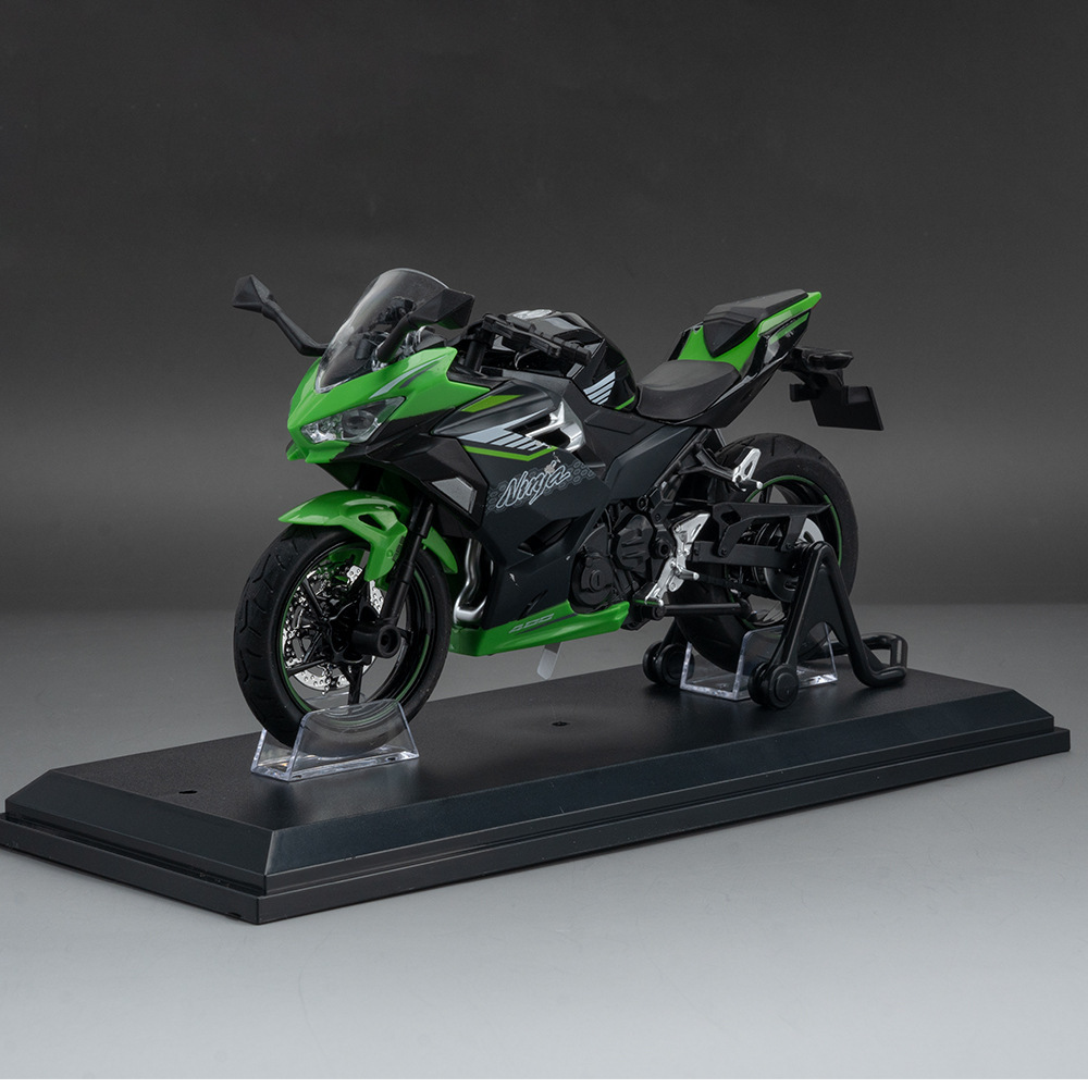 Huayi simulación de aleación modelo de coche 1 a 12 kawasaki 400 motocicleta con sonido y luz modelo de coche de juguete para niños adornos