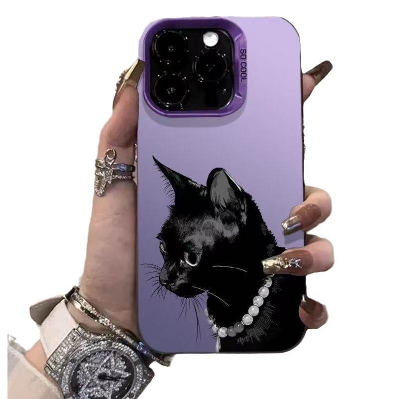 Nuevo collar gato negro para iPhone 16 funda para teléfono móvil Apple 15promax/14 anti-caída 13pro/12/11
