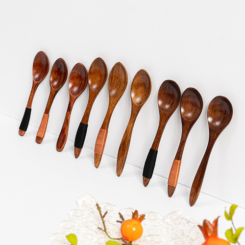 Japanese style small spoon nanmu spoon small wooden spoon ice cream dessert spoon coffee spoon mixing spoon manufacturer wholesale