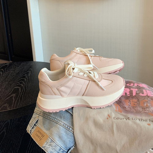 Leather Version ~ Grape Mother Same Style Genuine Leather Father Shoes Women Casual Sports Shoes Squeezing Sensation Thick Sole Laced Deportiva Shoes
