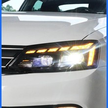适用于12-18款大众速腾改装流光转向解锁跑马led日间行车大灯总成