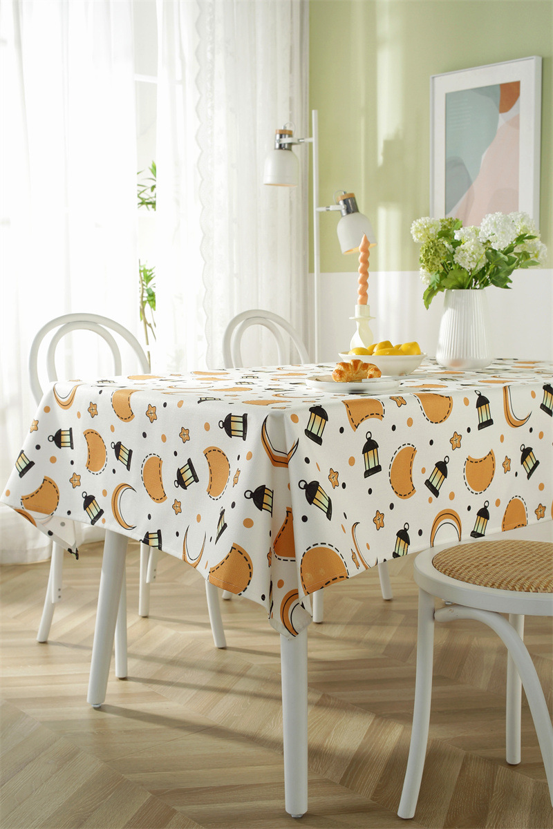 Tovaglia da tè impermeabile in poliestere con stampa di stelle e luna musulmane mediorientali, spedizione transfrontaliera, dropshipping_voghion.com