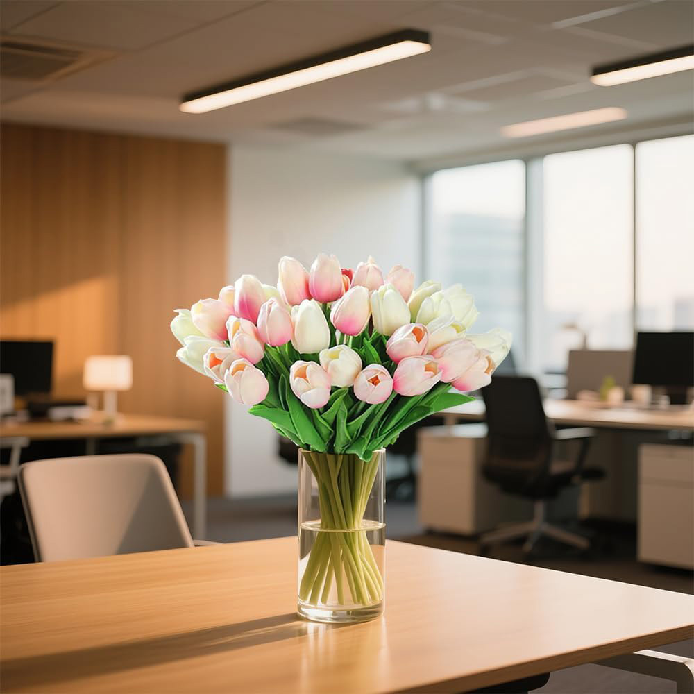 20 simulación de tulipanes de goma blanda decoración del hogar del día de San Valentín diseño de escenas de decoración europea del día de la madre transfronteriza