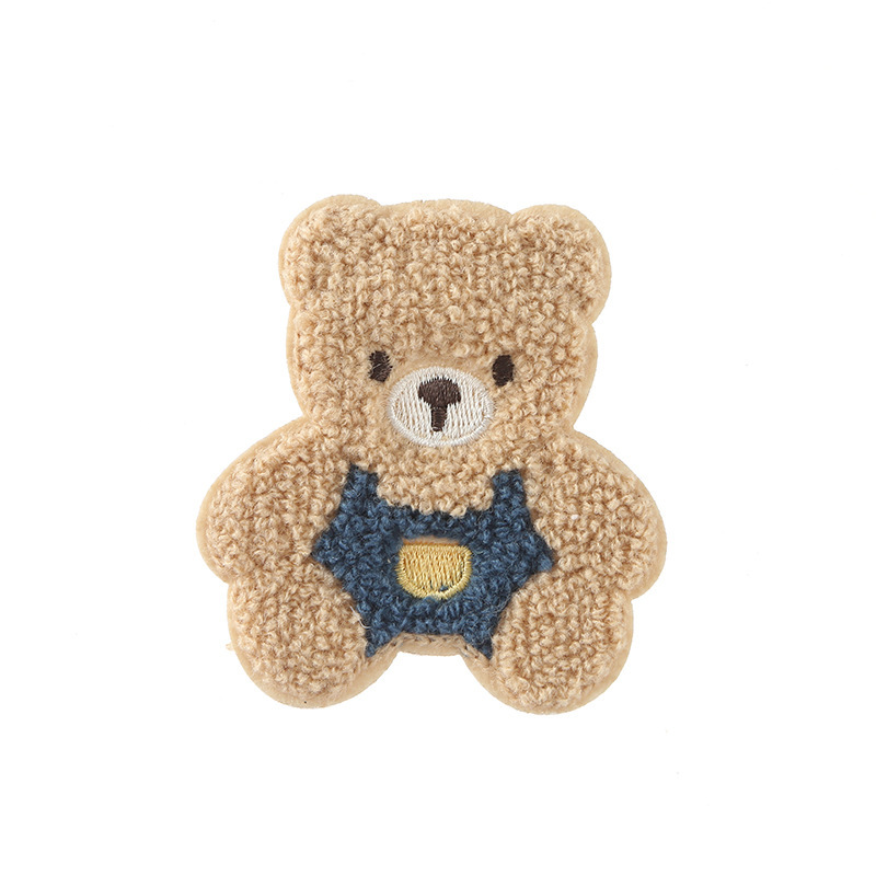 かわいいクマの刺繍布ステッカー、ベビー服と子供服のアクセサリー、粘着パッチステッカー、バッグ装飾刺繍ラベル、DIY布ステッカー|undefined