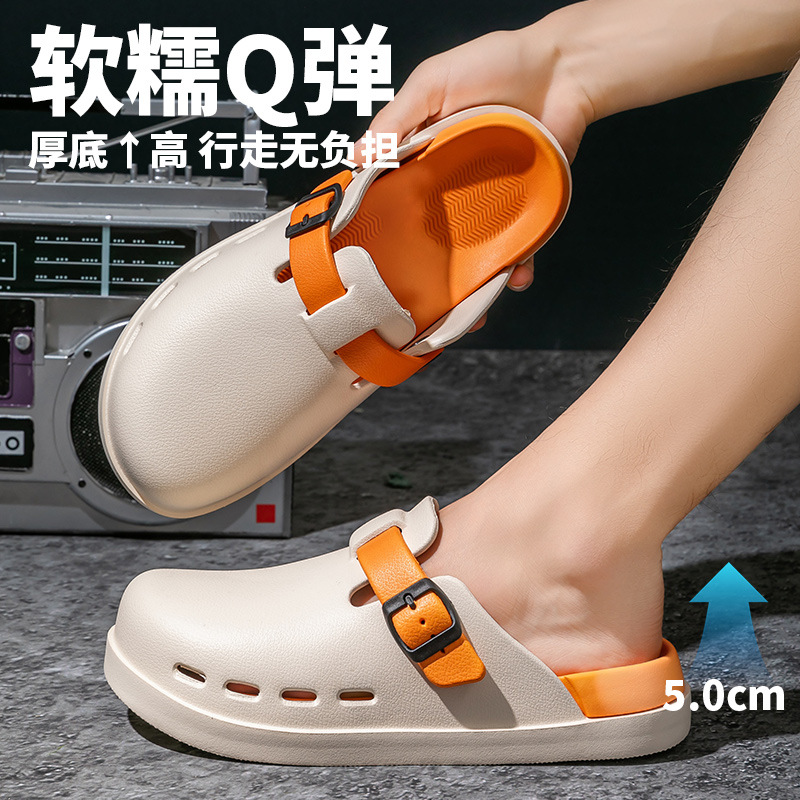 New Style Baotou Croc Shoes Slippers Women's Outerwear Thick-Soled Non-Slip Indoor Sandals and Slippers for Men Wholesale