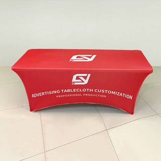 跨境桌布6FT8ft桌罩彩色印刷4ft长方形外贸展会弹力桌布定制logo
