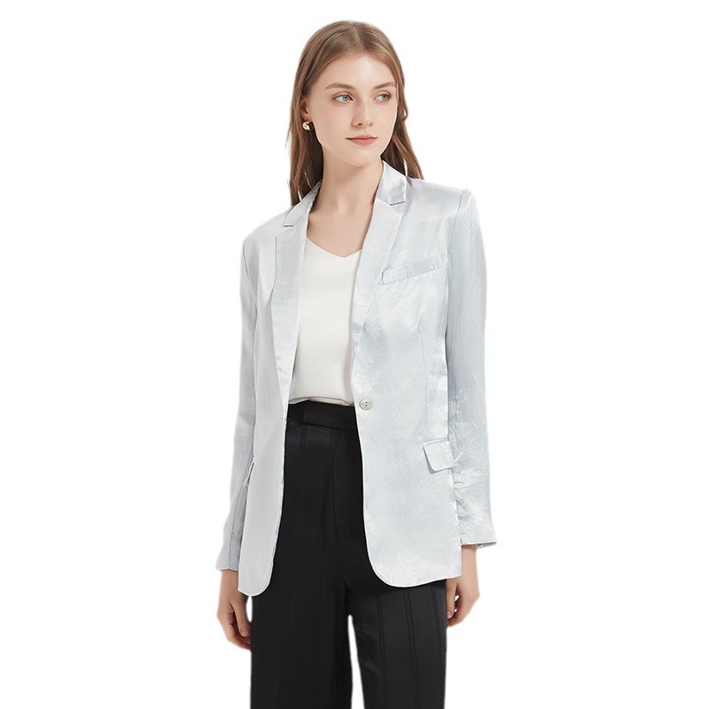 2024 spring new women's acetate suit jacket lapel elegant commuter elegant simple fashion elegant