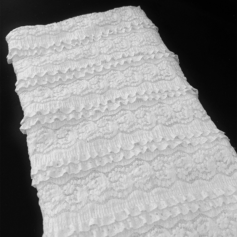 Tejido de encaje blanco de ganado vestido de encaje de otoño de encaje de cola de pescado de tela de encaje envuelta
