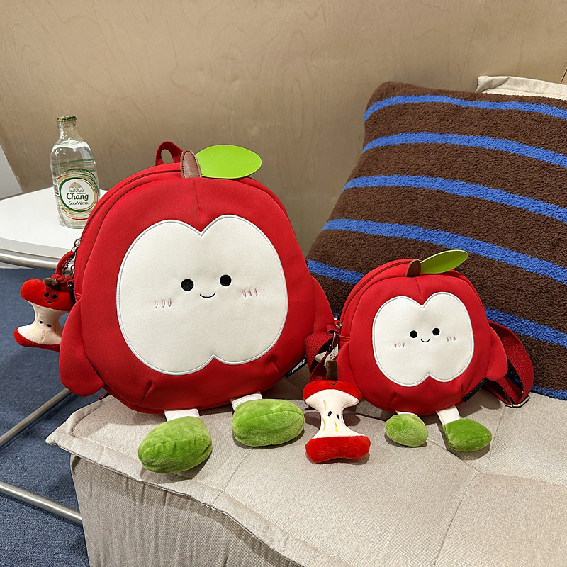 Cute Apple Small Bag Women's Japanese Large Capacity Commuting Tuition Backpack Student Cartoon Shoulder Messenger Bag Cute Apple Small Bag Women's Japanese Large Capacity Commuting Tuition Backpack Student Cartoon Shoulder Messenger Bag