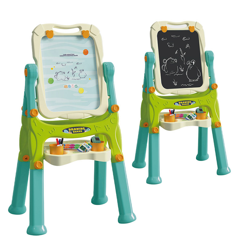 El tablero de dibujo en color de doble cara puede ser graffiti. El tablero de dibujo magnético vertical para niños y bebés puede ser graffiti