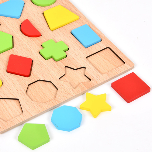 Wooden children's early education building blocks alphanumeric shape color cognitive kindergarten puzzle board matching educational toys